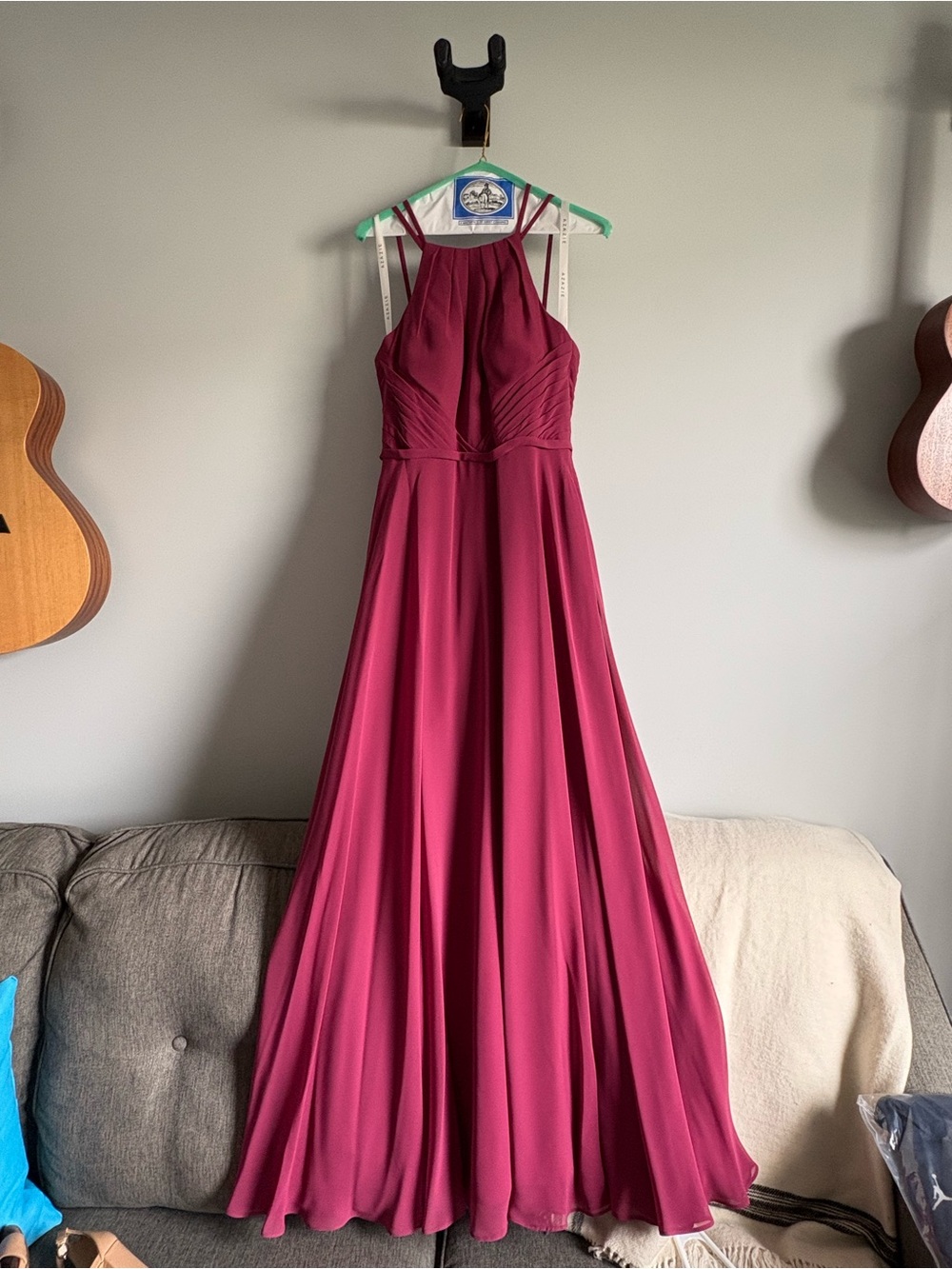 Women’s Magenta Halter Evening Dress